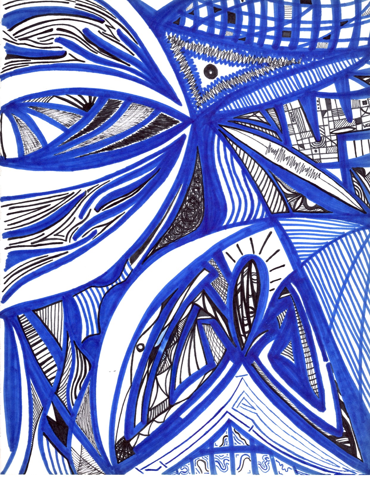 Emotional — blue and black sharpie, 2019